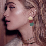 Gold Round Earrings, Women Jewelry