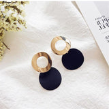 Gold Round Earrings, Women Jewelry