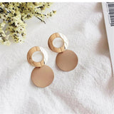 Gold Round Earrings, Women Jewelry