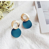 Gold Round Earrings, Women Jewelry