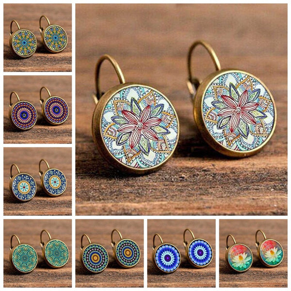 Vintage Pattern Round Earings, Women's Jewelry