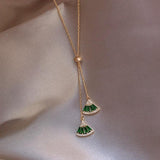 Classic Green Geometric Necklace, Women's Jewelry