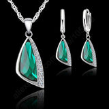 Green Gemstone Necklace & Ring Sets, Women's Jewelry