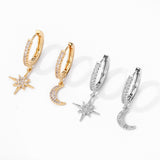Star Moon Earrings, Women's Jewelry
