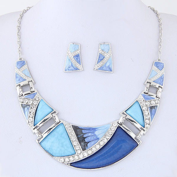 Bohemian Geometric Crystal Necklaces and Earrings Set, Women's Jewelry