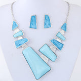 Bohemian Geometric Crystal Necklaces and Earrings Set, Women's Jewelry