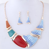 Bohemian Geometric Crystal Necklaces and Earrings Set, Women's Jewelry