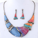 Bohemian Geometric Crystal Necklaces and Earrings Set, Women's Jewelry
