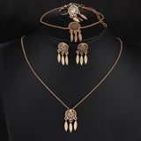 Hollow Dream Catcher Necklace/Earrings/Ring/Bracelet Set, Women's Jewelry