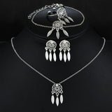 Hollow Dream Catcher Necklace/Earrings/Ring/Bracelet Set, Women's Jewelry