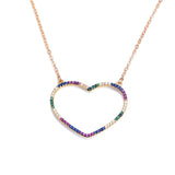 Women's initial necklace rainbow