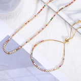 Women's initial necklace rainbow