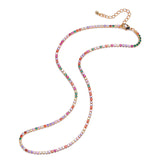 Women's initial necklace rainbow