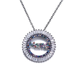 Women's initial necklace rainbow