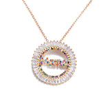 Women's initial necklace rainbow