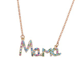 Women's initial necklace rainbow