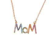 Women's initial necklace rainbow