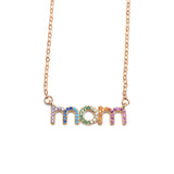 Women's initial necklace rainbow
