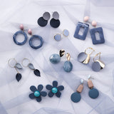 Blue Geometric Earrings, Women's Jewelry