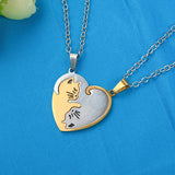 Cute Couple Cat Pendant Necklace, Women's Jewelry