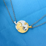 Cute Couple Cat Pendant Necklace, Women's Jewelry