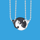 Cute Couple Cat Pendant Necklace, Women's Jewelry