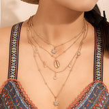 Bohemian Shell Crystal Multilayer Necklace, Women's Jewelry