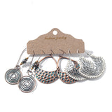 Vintage Big Round Earrings Set, Women's Jewelry