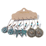 Vintage Big Round Earrings Set, Women's Jewelry