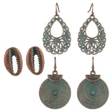Vintage Big Round Earrings Set, Women's Jewelry