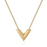 V Letter Pendant Necklace, Women's Jewelry