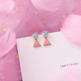 Pink Geometric Earrings, Women's Jewelry
