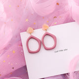 Pink Geometric Earrings, Women's Jewelry