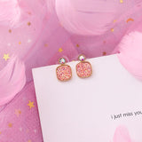 Pink Geometric Earrings, Women's Jewelry