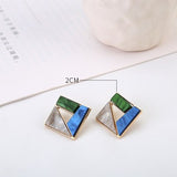 Blue Geometric Earrings, Women's Jewelry