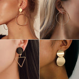 Round Dangle Drop Korean Earrings For Women