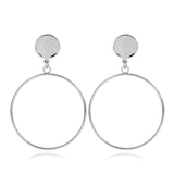 Round Dangle Drop Korean Earrings For Women