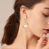 Round Dangle Drop Korean Earrings For Women