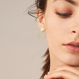 Round Dangle Drop Korean Earrings For Women