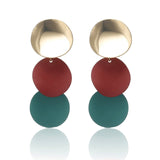 Round Dangle Drop Korean Earrings For Women