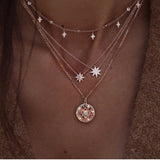 Tocona Boho Shiny Crystal Pendant Multilayer Chain Necklace, Women's  Jewelry