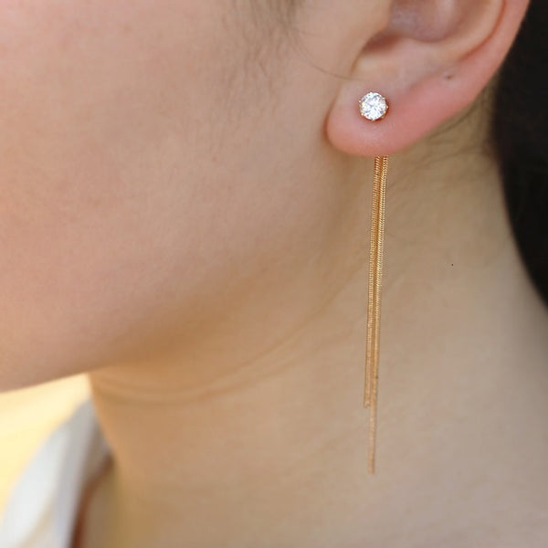 Long Hanging Gem Stone Earring, Women's  Jewelry