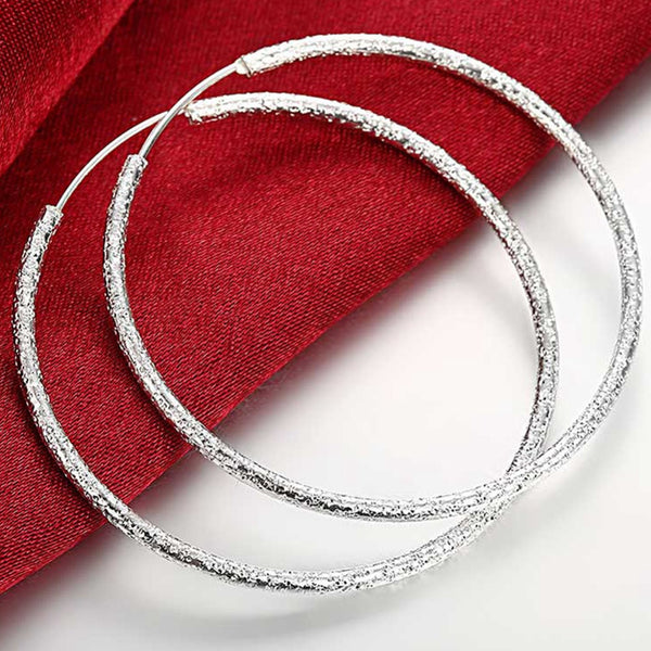 Big Round Silver Earrings, Women's Jewelry