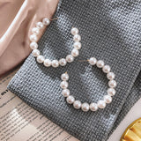 Pearl Round Earrings, Women Jewelry