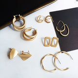 New Geometric Matte Gold Earrings, Women's  Jewelry