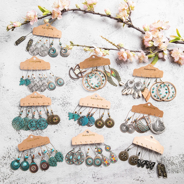 Multiple Boho Ethnic Dangle Earrings for Women