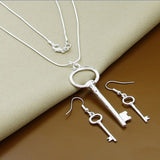 Silver Simple Necklace Earrings Sets, Women's  Jewelry