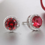 Round Gemstone Earrings, Women's Jewelry