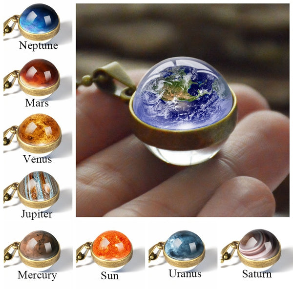 Glass Ball Necklace & Earth Planet Pendant, Women's  Jewelry