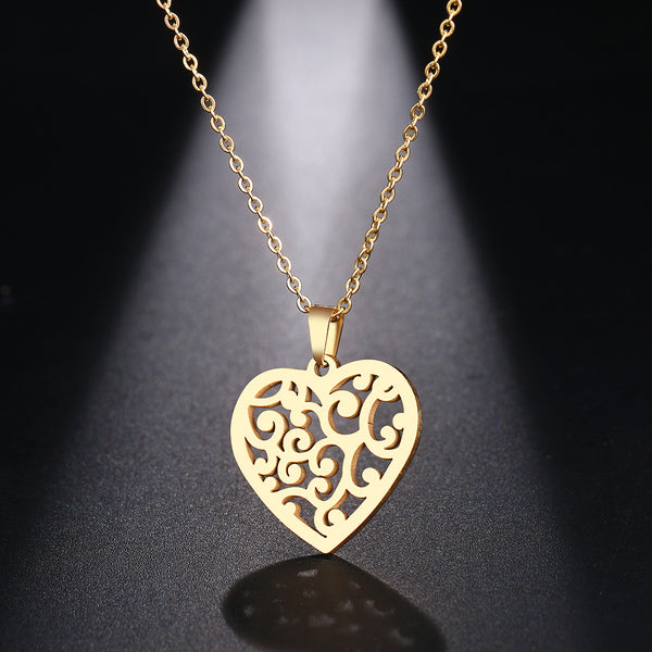 Floral Heart Choker Pendant Necklace, Women's  Jewelry